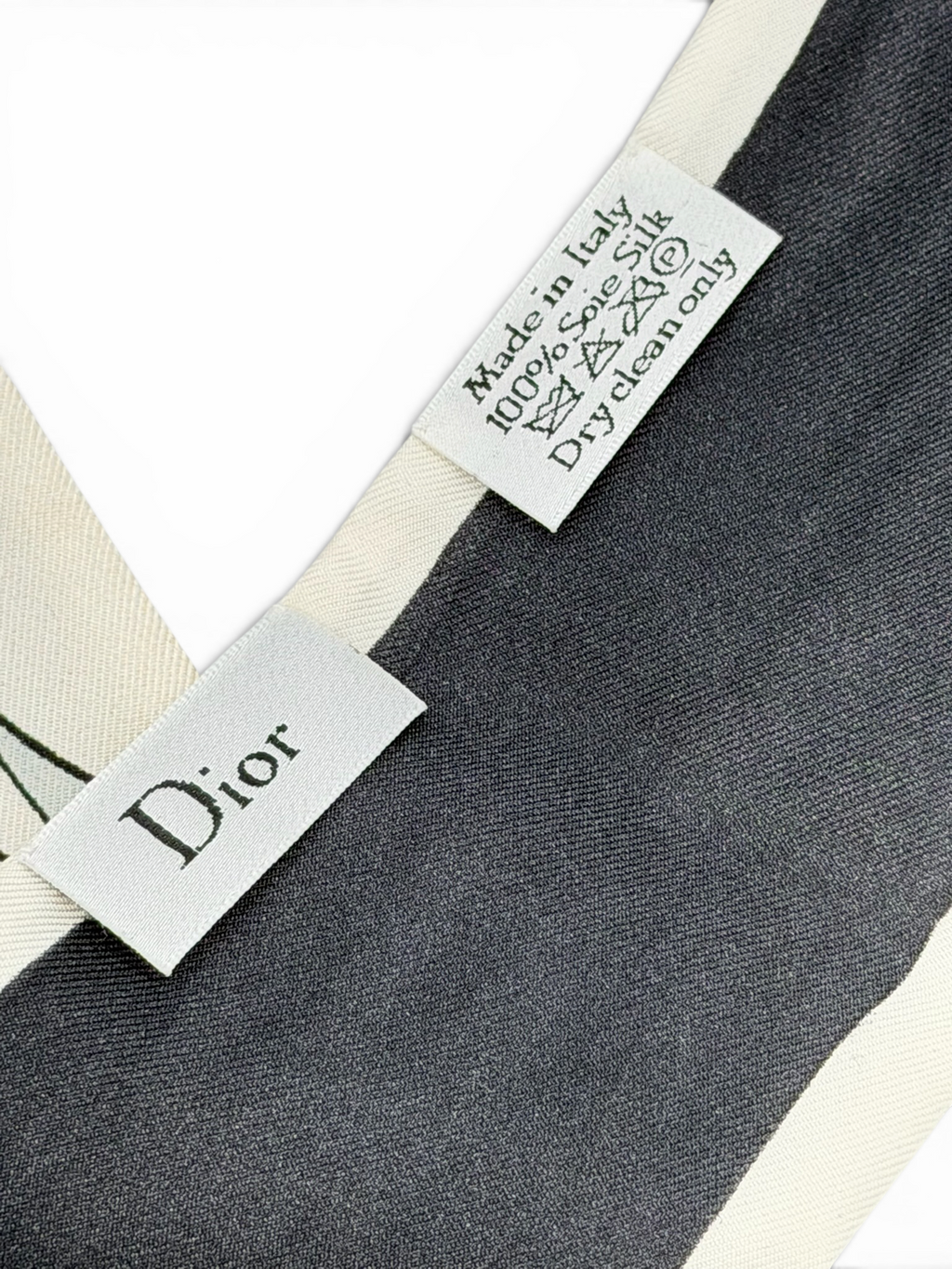 Christian Dior Twill Scarf – Yin-Yang Print – Cream
