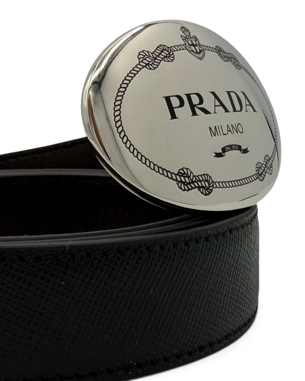 Cinto Prada em Pele Saffiano – Preto