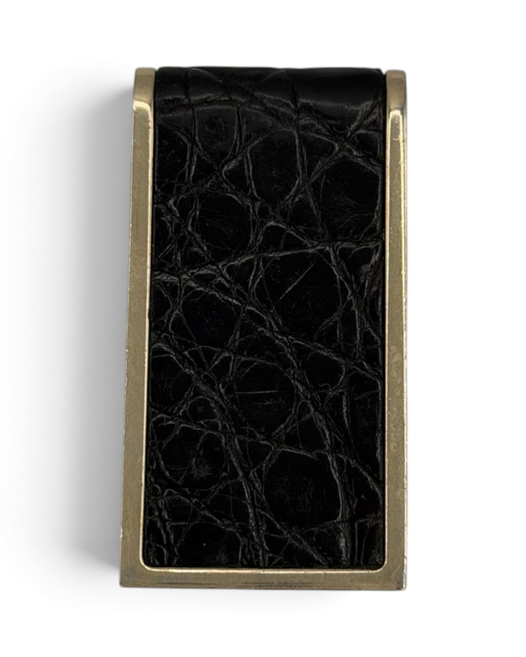 Gucci Crocodile-Embossed Leather Money Clip – Gold-Tone