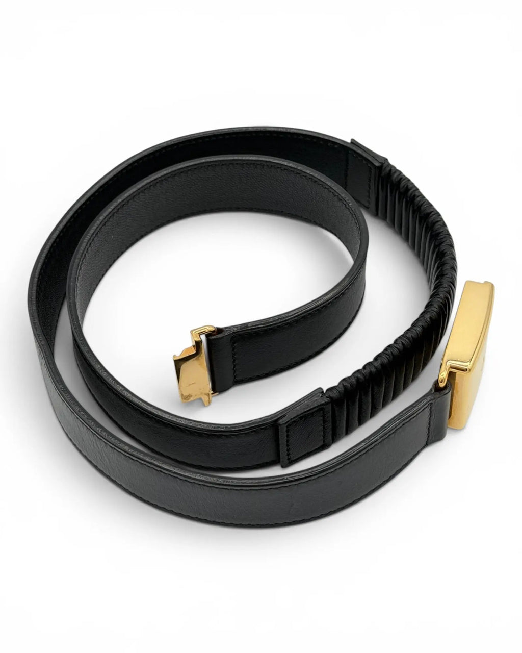 Louis Vuitton Vintage Belt – Black Leather – Gold LV Buckle LUXVINTAGELISBON