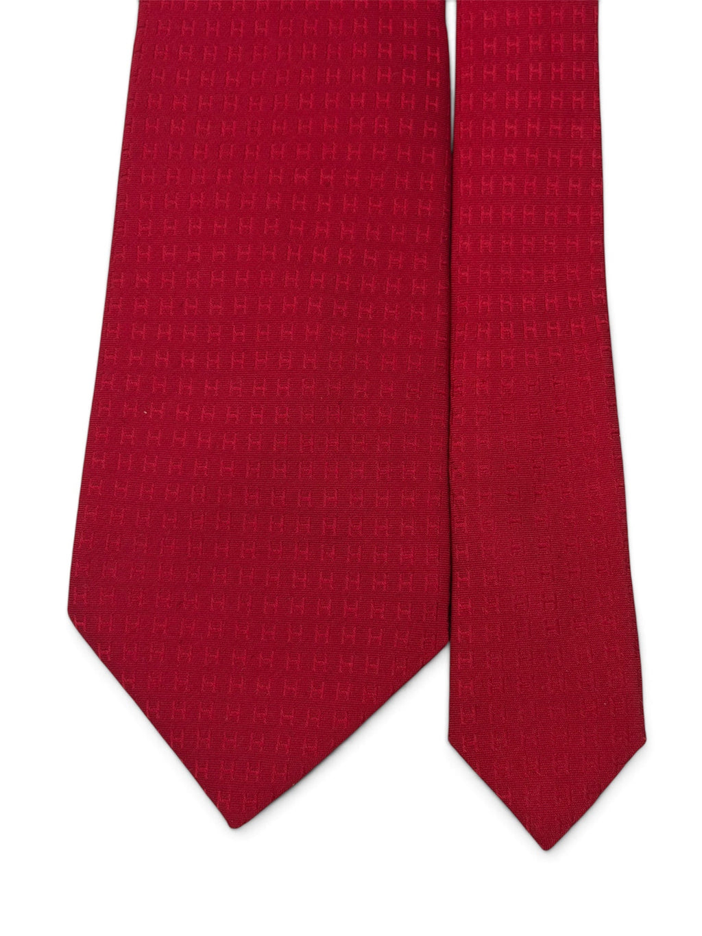 Hermès Red H Jacquard Silk Tie LUXVINTAGELISBON