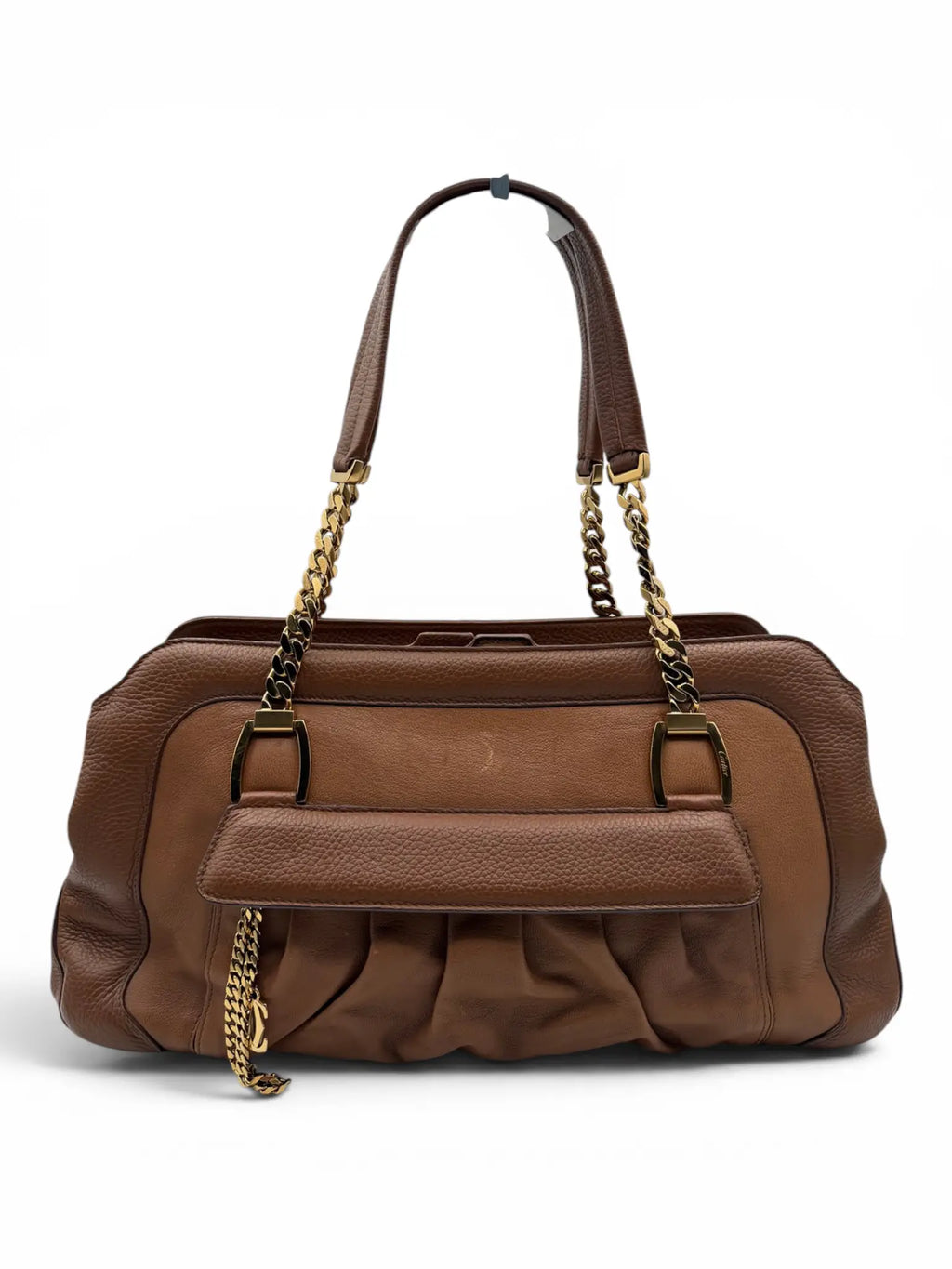 Cartier Bowler Bag – Brown Grained Leather – Gold Hardware