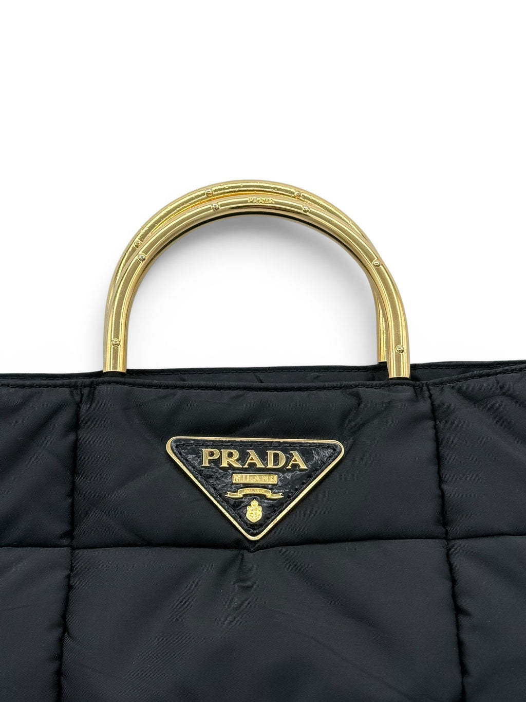 Prada Nylon Padded Tote - Black / Gold