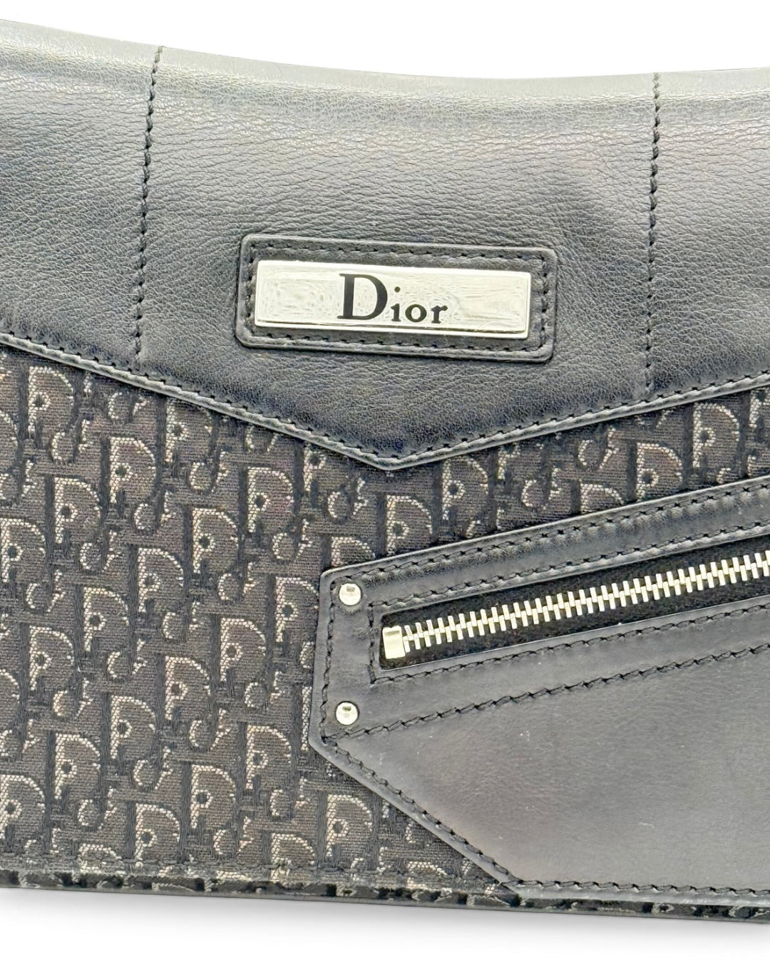 Mala de ombro Christian Dior Vintage Oblique Canvas Baguette