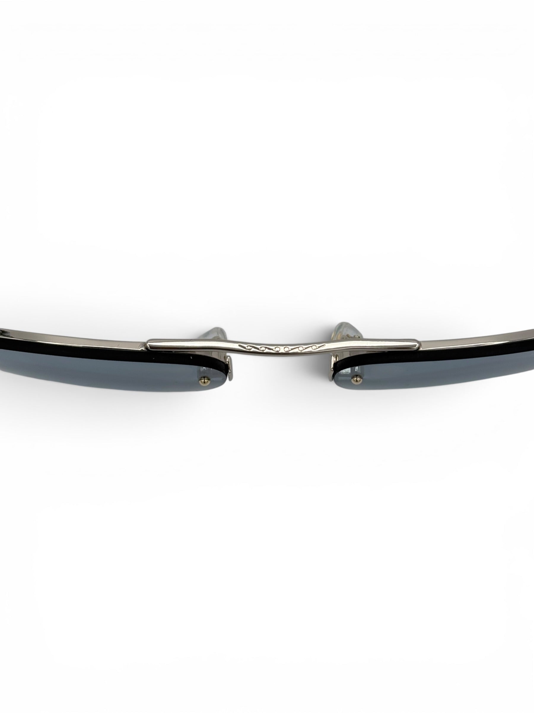 Montblanc silver-light blue sunglasses