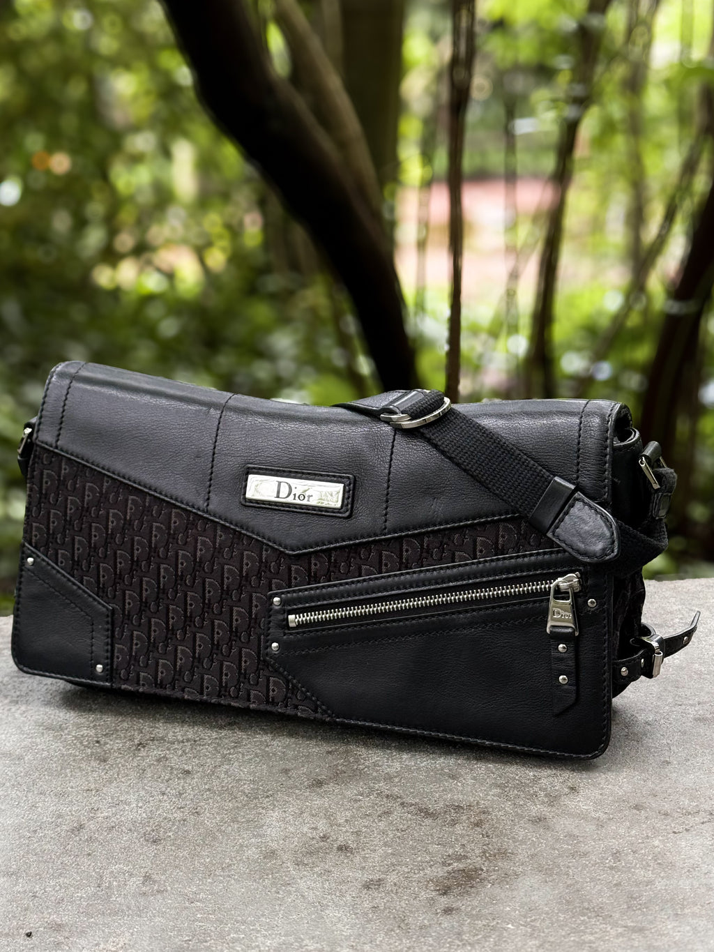 Mala de ombro Christian Dior Vintage Oblique Canvas Baguette