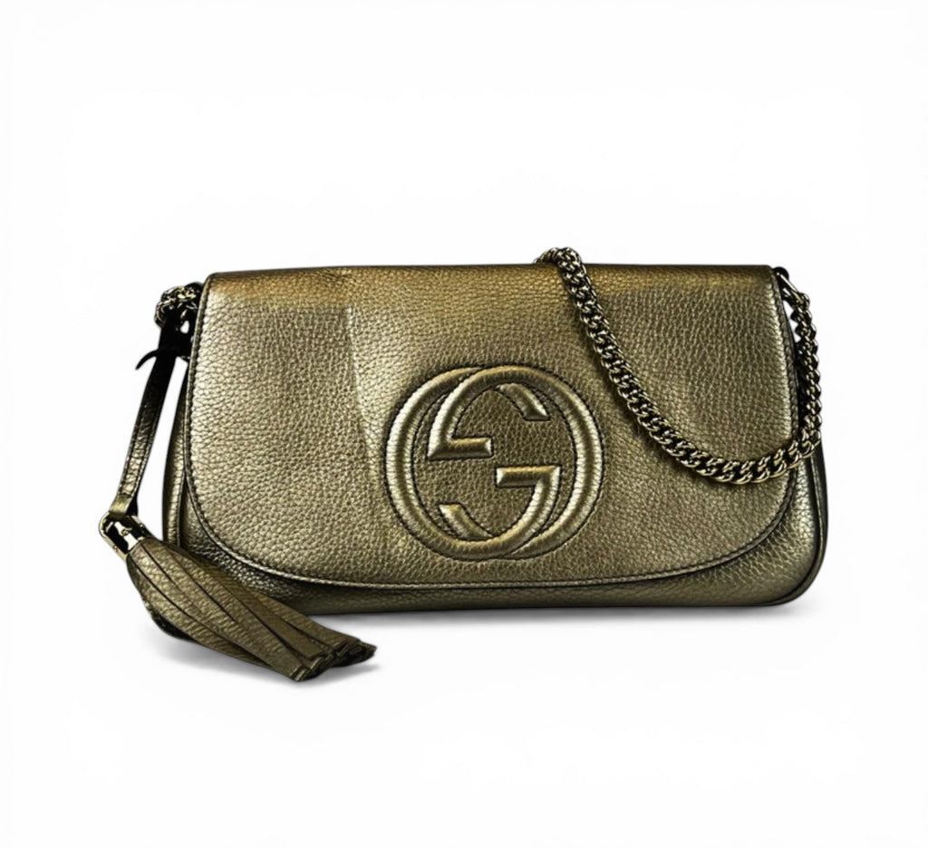 Gucci Soho Flap Disco – Metallic Leather (Gold / Silver)