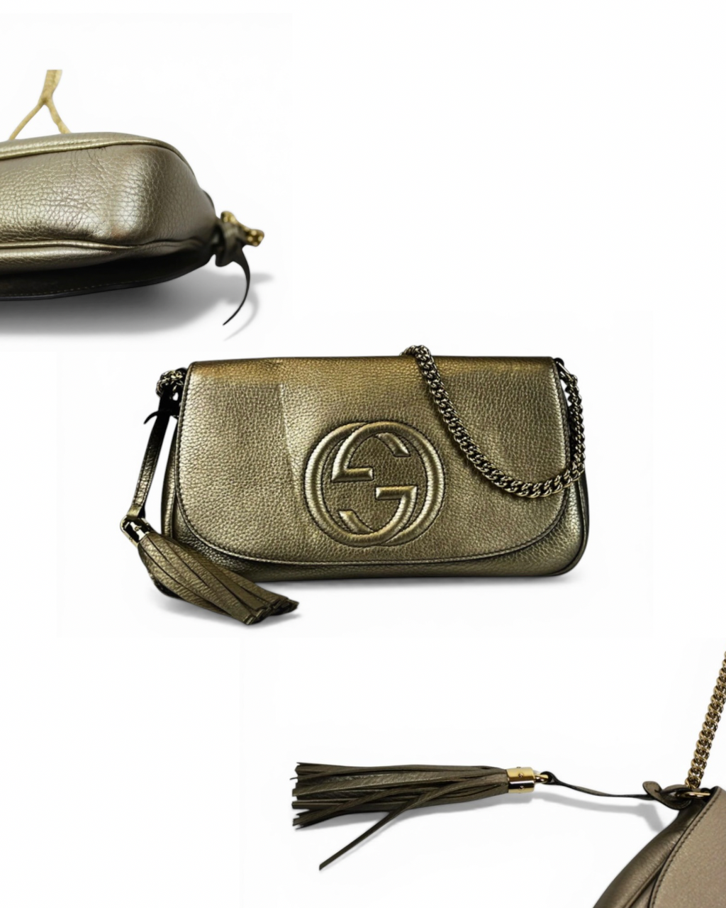 Gucci Soho Flap Disco – Metallic Leather (Gold / Silver)