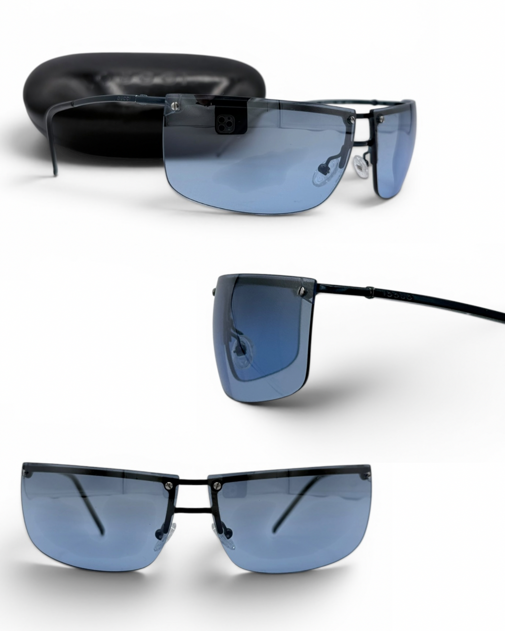 Gucci vintage sunglasses blue FW2000 - Frameless - Tom Ford Era