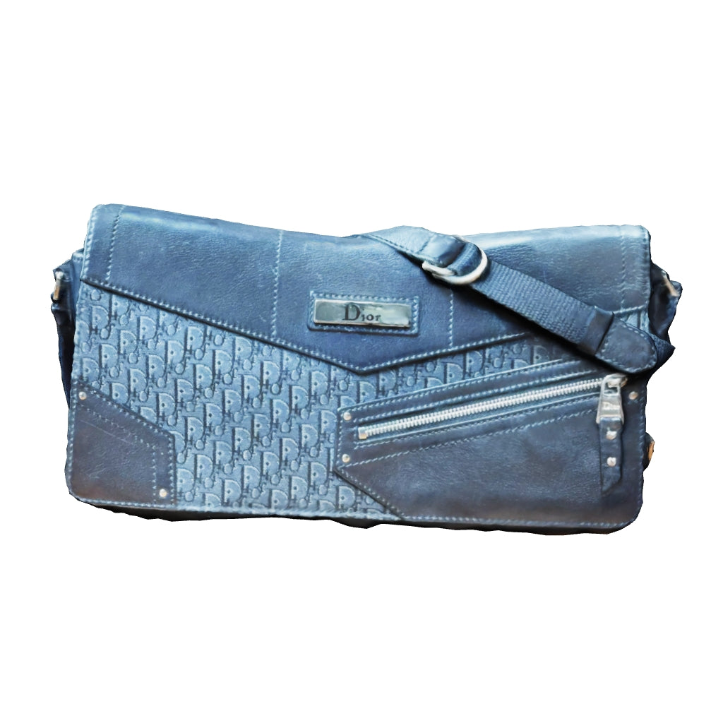 Christian Dior Vintage Oblique Canvas Baguette Shoulder Bag